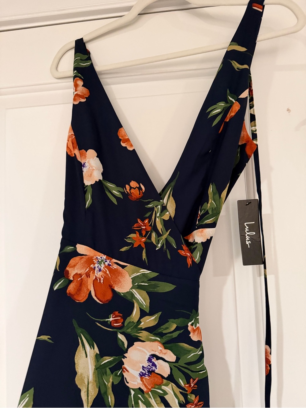 Bouquet, Girl, Hey! Navy Blue Floral Print Wrap Maxi Dress - Picture 5 of 8